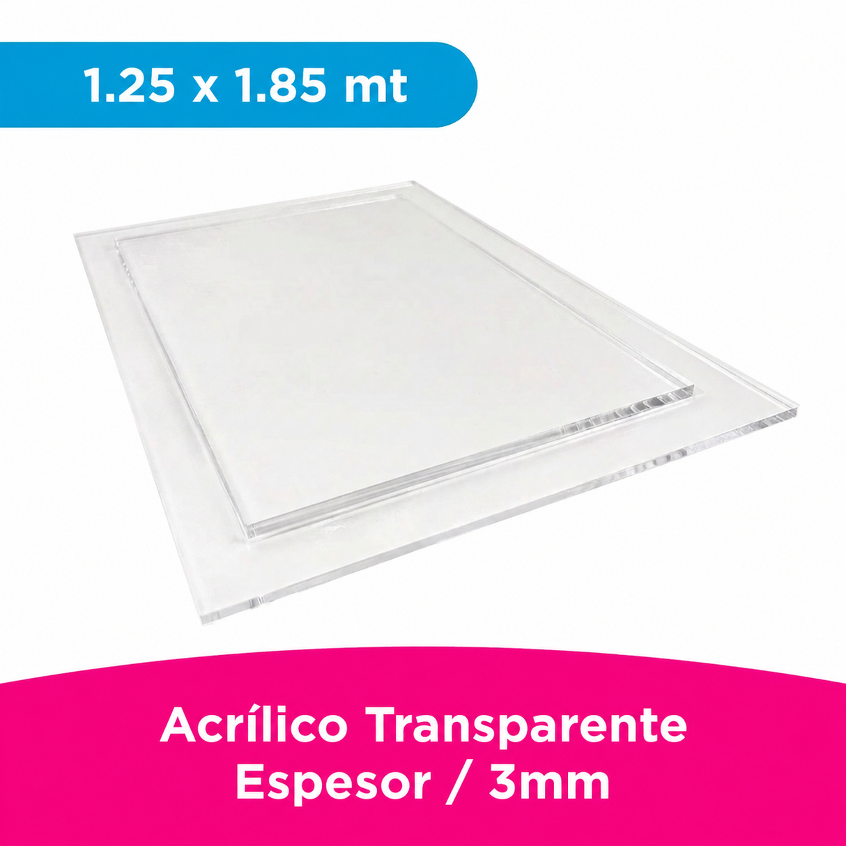 ACRILICO TRANSPARENTE FUNDIDO 3MM LINER PLASTICO 1.25X1.85 MTS