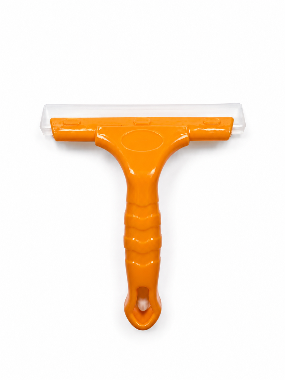 ESPATULA PLASTICA AMARILLA CON MANGO Y GOMA 17cm X 14.5cm