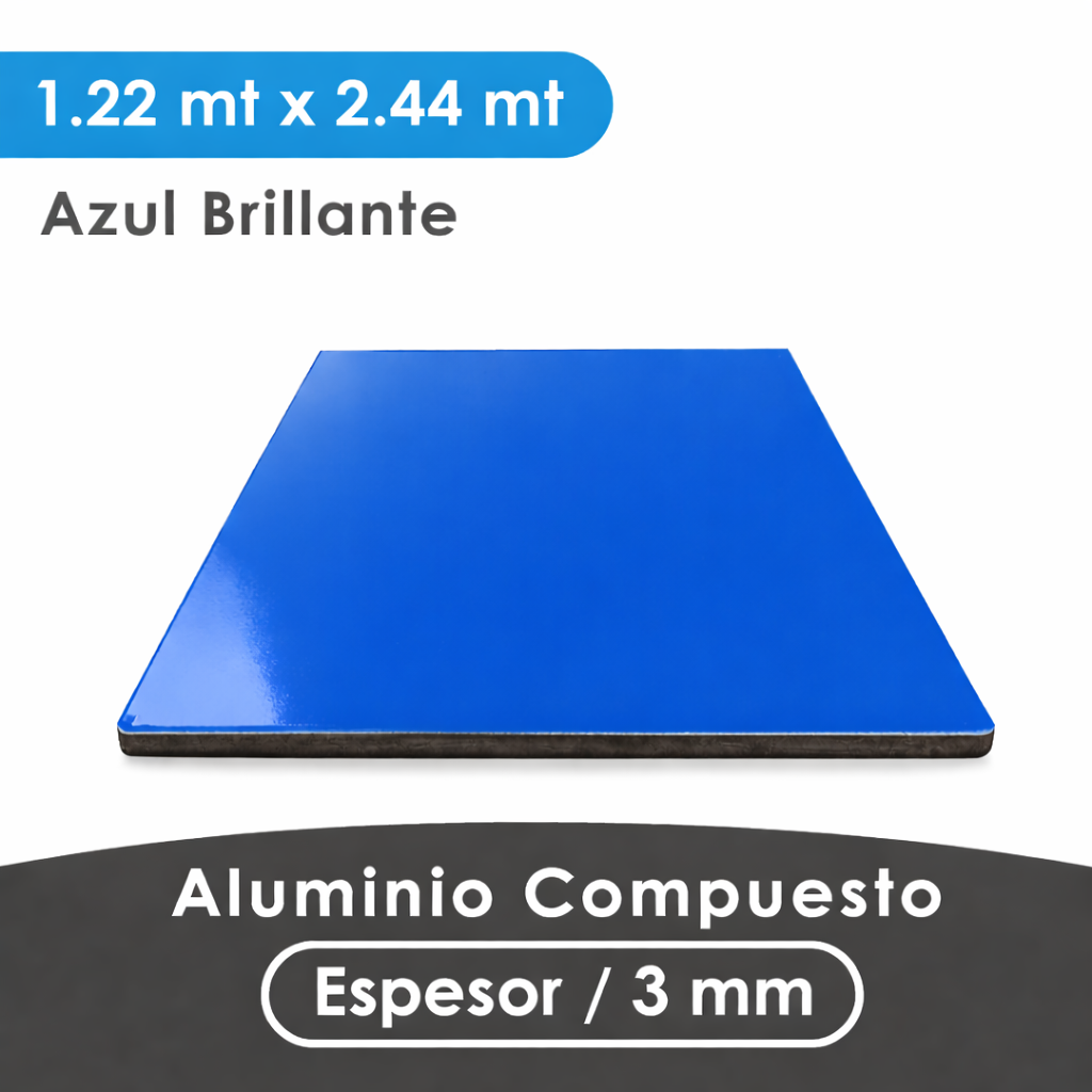 ALUMINIO COMPUESTO ALUKOMP AZUL BRILLANTE PE 3MM/0.18MM 1.22X2.44 MTS