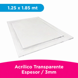 ACRILICO TRANSPARENTE FUNDIDO 3MM LINER PLASTICO 1.25X1.85 MTS