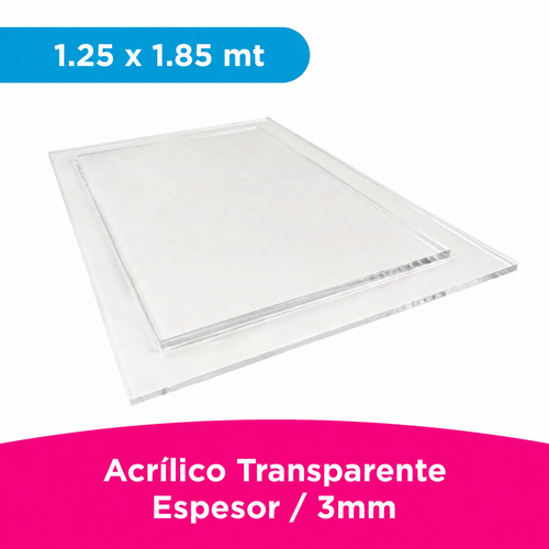 ACRILICO TRANSPARENTE FUNDIDO 3MM LINER PLASTICO 1.25X1.85 MTS