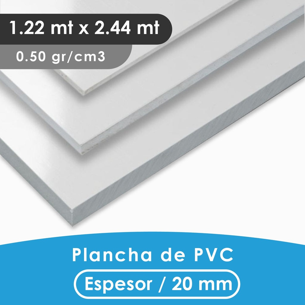 PLANCHA PVC MGRAF TIPO TROVICEL BLANCA 20MM 0.50 DENSIDAD 1.22X2.44 MTS