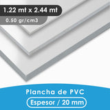 PLANCHA PVC MGRAF TIPO TROVICEL BLANCA 20MM 0.50 DENSIDAD 1.22X2.44 MTS