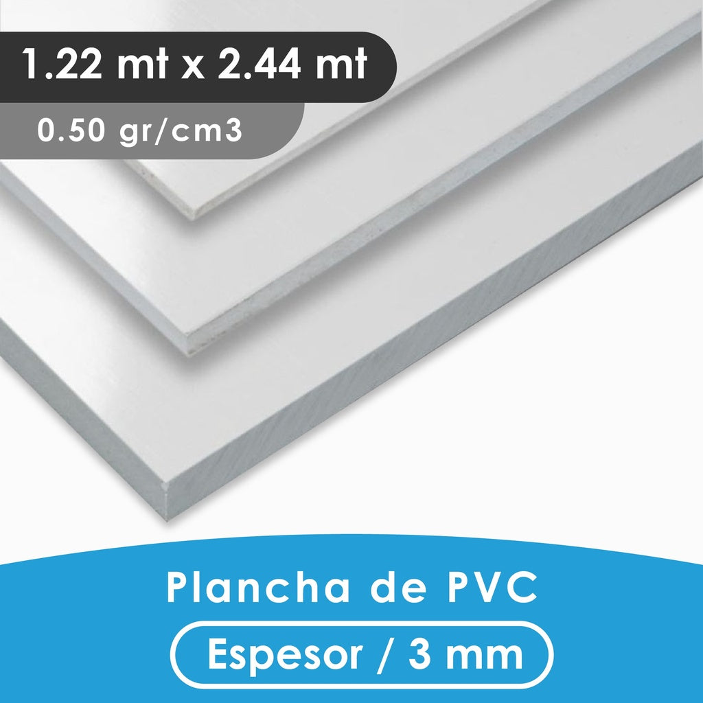 PLANCHA PVC MGRAF TIPO TROVICEL BLANCA 3MM 0.50 DENSIDAD 1.22X2.44 MTS