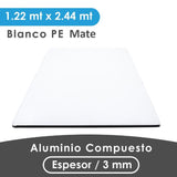 ALUMINIO COMPUESTO ALUKOMP BLANCO MATE PE 3MM/0.18mm 1.22X2.44 MTS