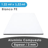 ALUMINIO COMPUESTO ALUKOMP BLANCO BRILLANTE PE 3MM/0.18MM MITAD 1.22X1.22 MTS