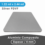 ALUMINIO COMPUESTO ALUKOMP SILVER GREY MATTE PVDF 4MM /0.50MM 1.22X2.44 MTS