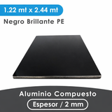 ALUMINIO COMPUESTO ALUKOMP NEGRO BRILLANTE PE 2MM/0.15MM 1.22X2.44 MTS