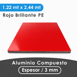 ALUMINIO COMPUESTO ALUKOMP ROJO BRILLANTE PE 3MM/0.18MM 1.22X2.44 MTS