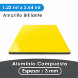 ALUMINIO COMPUESTO ALUKOMP AMARILLO BRILLANTE PE 3MM/0.18MM 1.22X2.44 MTS