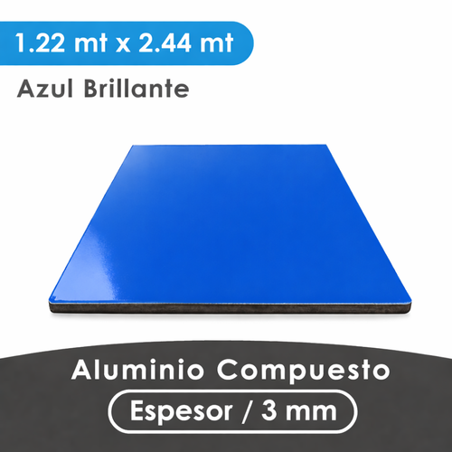 ALUMINIO COMPUESTO ALUKOMP AZUL BRILLANTE PE 3MM/0.18MM 1.22X2.44 MTS
