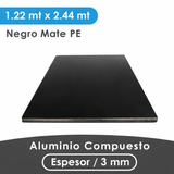 ALUMINIO COMPUESTO ALUKOMP NEGRO MATE PE 3MM/ 0.18 MM 1.22X2.44 MTS