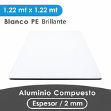 ALUMINIO COMPUESTO ALUKOMP BLANCO BRILLANTE PE 2MM/0.18MM 1.22X1.22 MTS