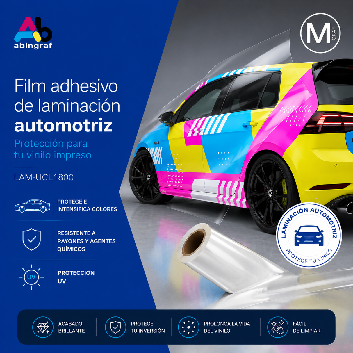 FILM LAMINACION FUNDIDO MGRAF PARA ROTULACION DE VEHICULOS 50mic Y LINER PET 50mic 1.52M