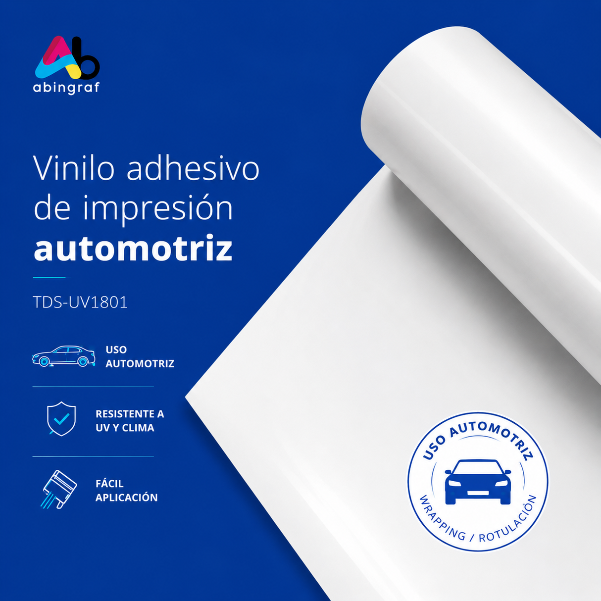 VINILO FUNDIDO DE IMPRESIÓN MGRAF PARA ROTULACION DE VEHICULOS 50mic/160GRS 1.52 M