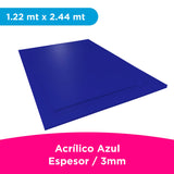 ACRILICO MGRAF AZUL 327 FUNDIDO 3MM LINER PLASTICO 1.22 X 2.44MTS