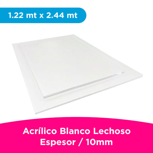 ACRILICO MGRAF BLANCO FUNDIDO 10MM LINER PLASTICO 1.22X2.44 MTS