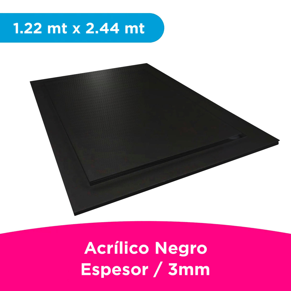 ACRILICO MGRAF NEGRO FUNDIDO 3MM LINER PLASTICO 1.22X2.44 MTS