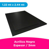 ACRILICO MGRAF NEGRO FUNDIDO 3MM LINER PLASTICO 1.22X2.44 MTS