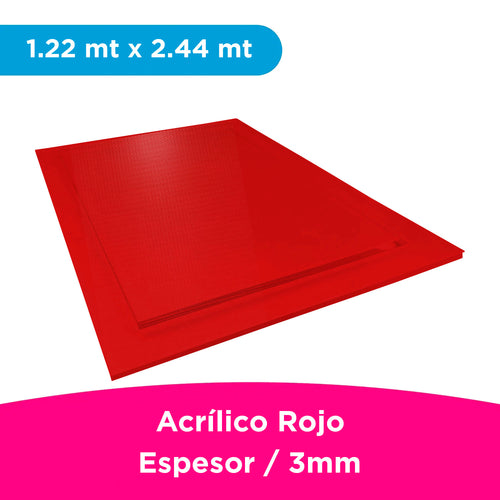 ACRILICO MGRAF ROJO 138 FUNDIDO 3MM LINER PLASTICO 1.22X2.44MTS
