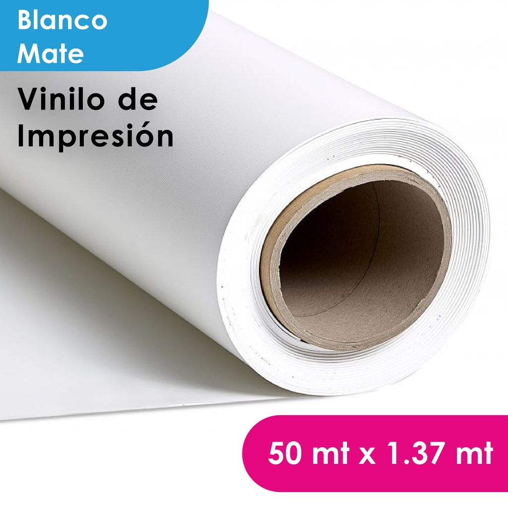Vinil Adhesivo blanco mate con respaldo gris 100 mic 140g/papel sintético