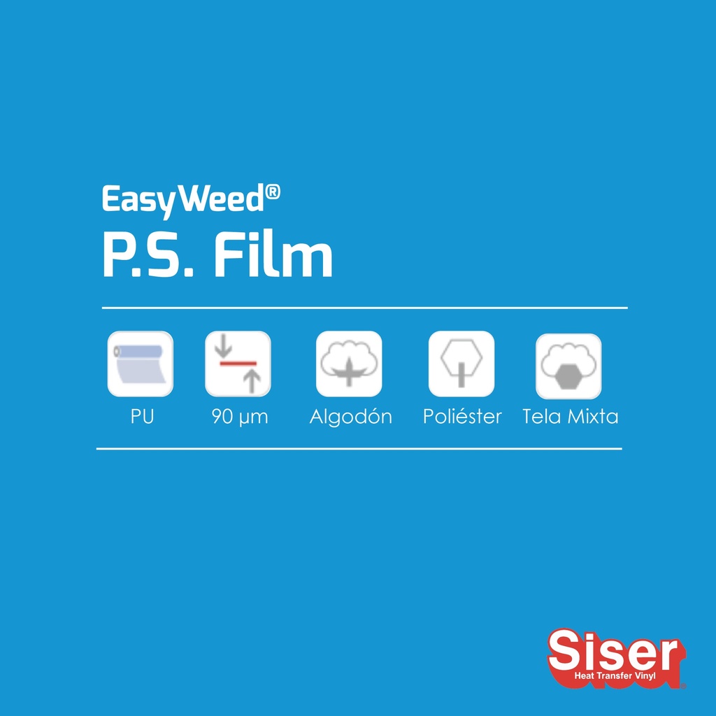 TERMOTRANSFERIBLE CORTE SISER PS FILM - EASY WEED AZUL CIELO 0.50 MTS.