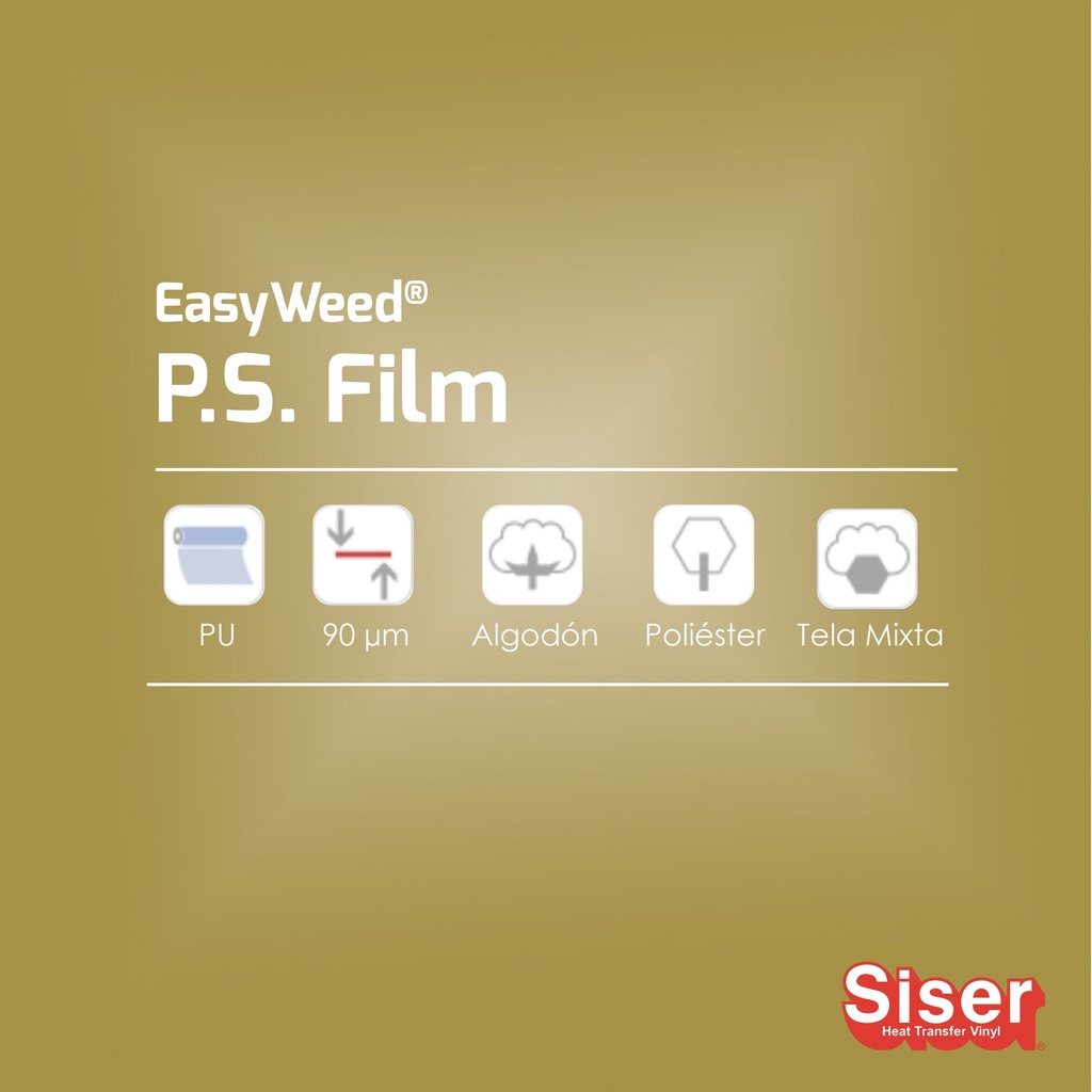 TERMOTRANSFERIBLE CORTE SISER PS FILM - EASY WEED DORADO 0.50 MTS