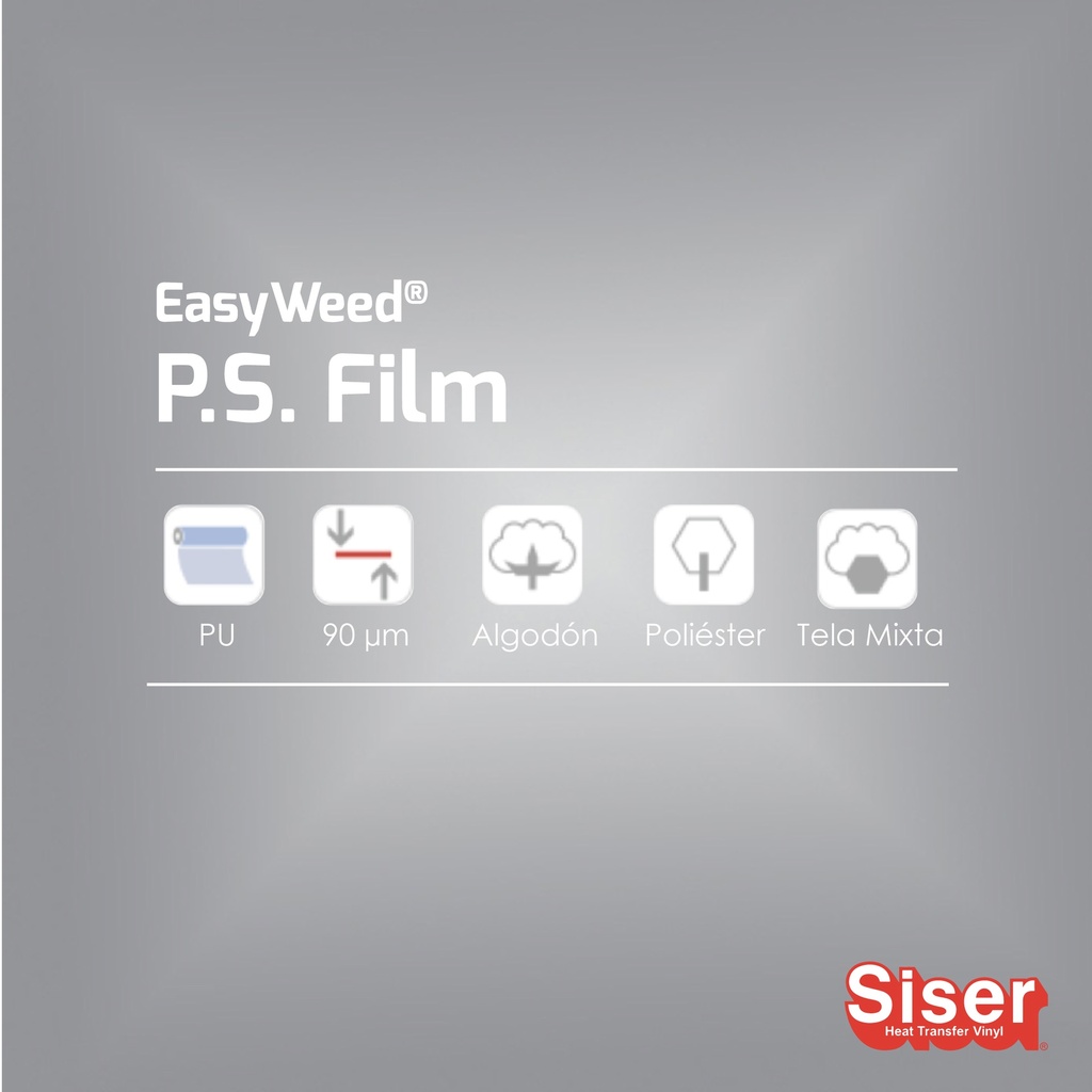 TERMOTRANSFERIBLE CORTE SISER PS FILM - EASY WEED PLATA 0.50 MTS