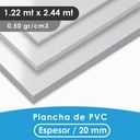 PLANCHA PVC MGRAF BLANCA 20MM 0.50 DENSIDAD 1.22X2.44 MTS