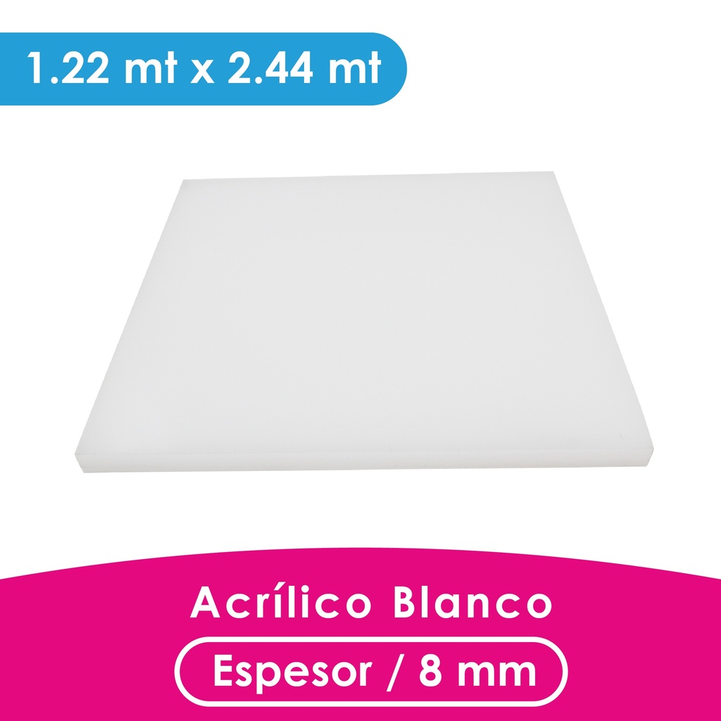 ACRILICO MGRAF BLANCO FUNDIDO 8MM LINER PLASTICO 1.22X2.44 MTS