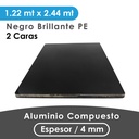 ALUMINIO COMPUESTO ALUKOMP NEGRO AMBOS LADOS BRILLANTE PE 4MM/0.30MM 1.22X2.44 MTS