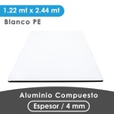 ALUMINIO COMPUESTO ALUKOMP BLANCO BRILLANTE PE 4MM/0.18MM 1.22X2.44 MTS