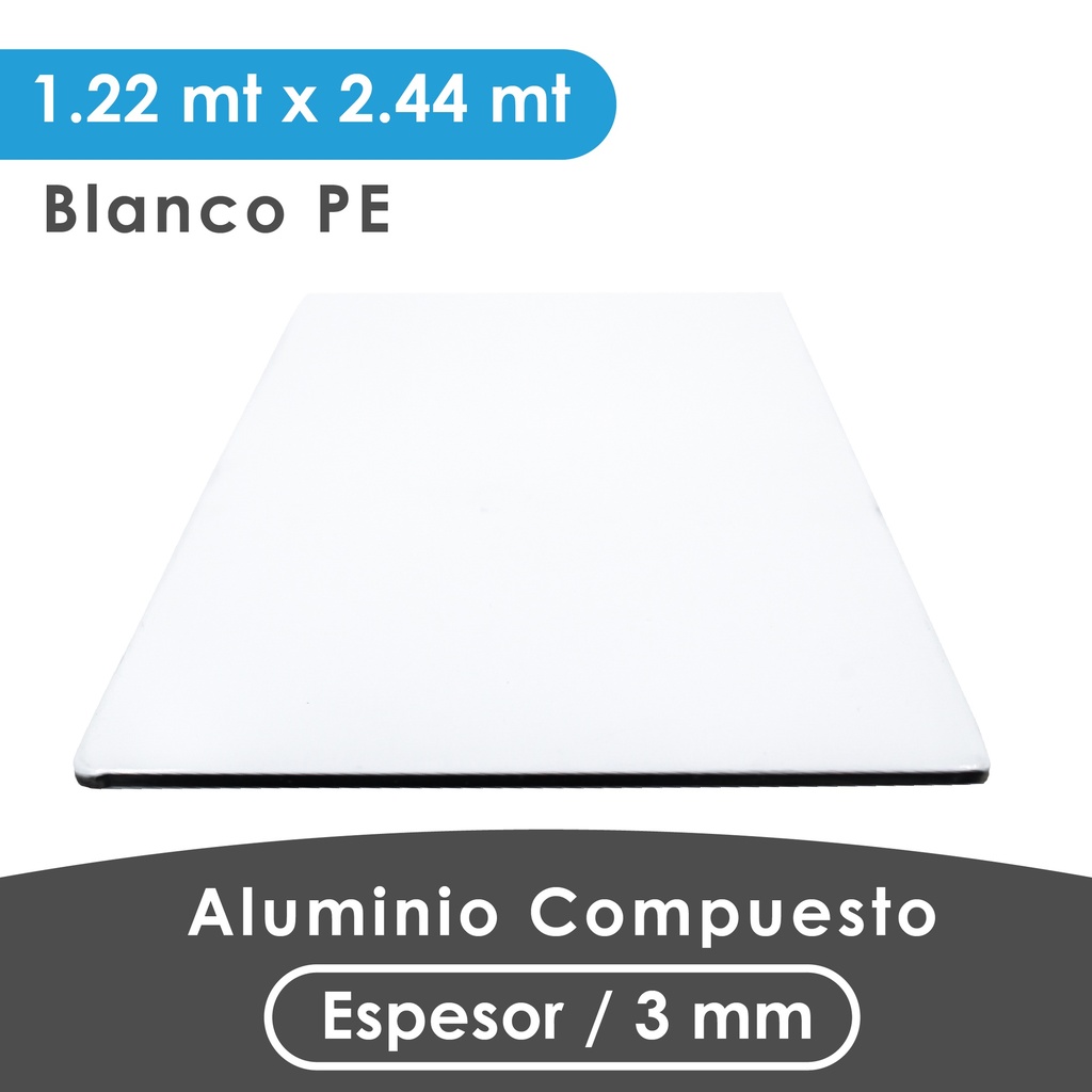 ALUMINIO COMPUESTO ALUKOMP BLANCO PE 3MM/0.18MM  1.22X2.44 MTS