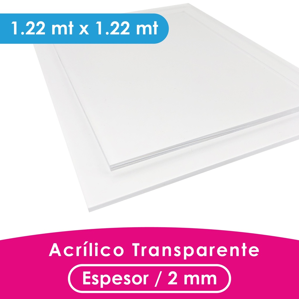 ACRILICO MGRAF TRANSPARENTE FUNDIDO 2MM LINER PLASTICO 1.22X1.22 MTS