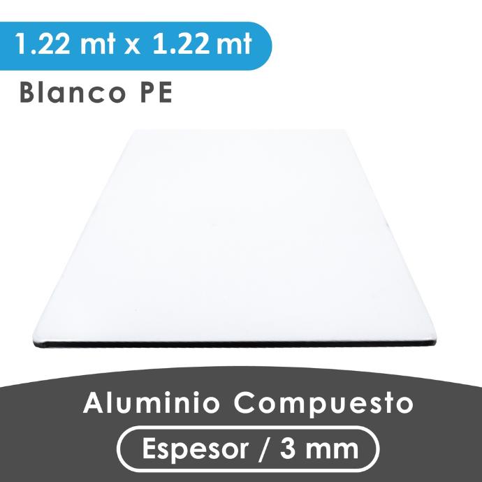 ALUMINIO COMPUESTO ALUKOMP BLANCO PE 3MM/0.18MM  1.22X1.22 MTS