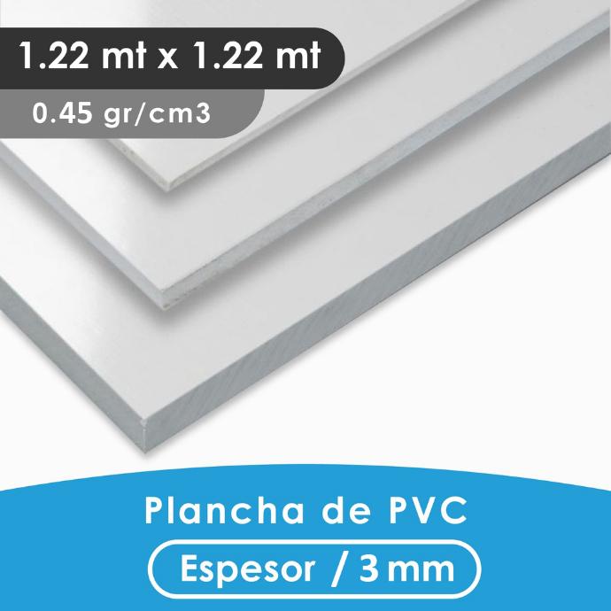 PLANCHA PVC MGRAF BLANCA 3MM 0.45 DENSIDAD 1.22X1.22 MTS