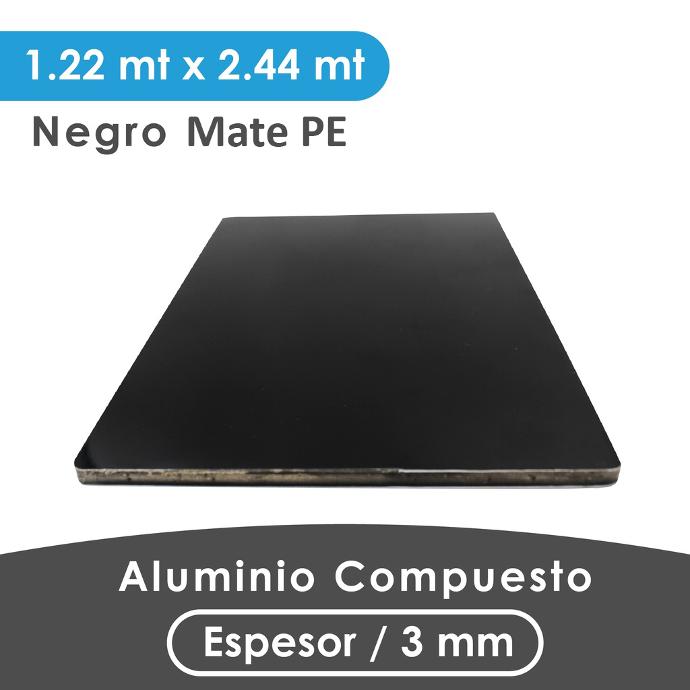 ALUMINIO COMPUESTO ALUKOMP NEGRO MATTE PE 3MM/ 0.18 MM 1.22X2.44 MTS