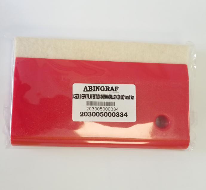 ACCESORIO ESPATULA FIELTRO CON MANGO PLASTICO ROJO 14cm X 9cm