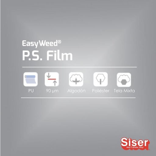 [301015211021] TERMOTRANSFERIBLE CORTE SISER PS FILM - EASY WEED PLATA 1.50 MTS