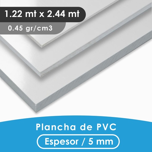 [401104500005] PLANCHA PVC MGRAF TIPO TROVICEL BLANCA 5MM 0.45 DENSIDAD 1.22X2.44 MTS