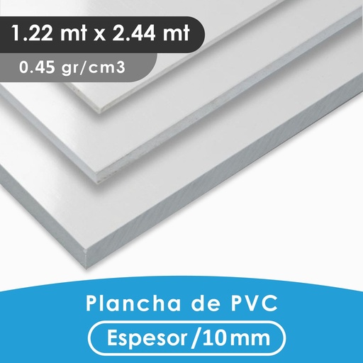 [402000150010] PLANCHA PVC DAL BLANCA  10MM  0.45 DENSIDAD 1.22x2.44 MTS