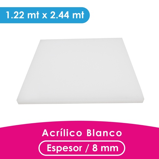 [402080122247] ACRILICO MGRAF BLANCO FUNDIDO 8MM LINER PLASTICO 1.22X2.44 MTS