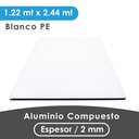 ALUMINIO COMPUESTO ALUKOMP BLANCO PE 2MM/0.18MM  1.22X2.44 MTS