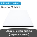 ALUMINIO COMPUESTO ALUKOMP BLANCO MATTE PE 2MM/0.18mm 1.22X2.44 MTS