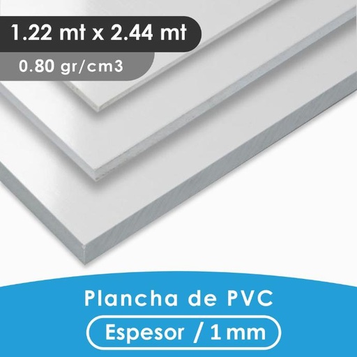 [401105500001] PLANCHA PVC MGRAF BLANCA 1MM 0.8 DENSIDAD 1.22X2.44 MTS
